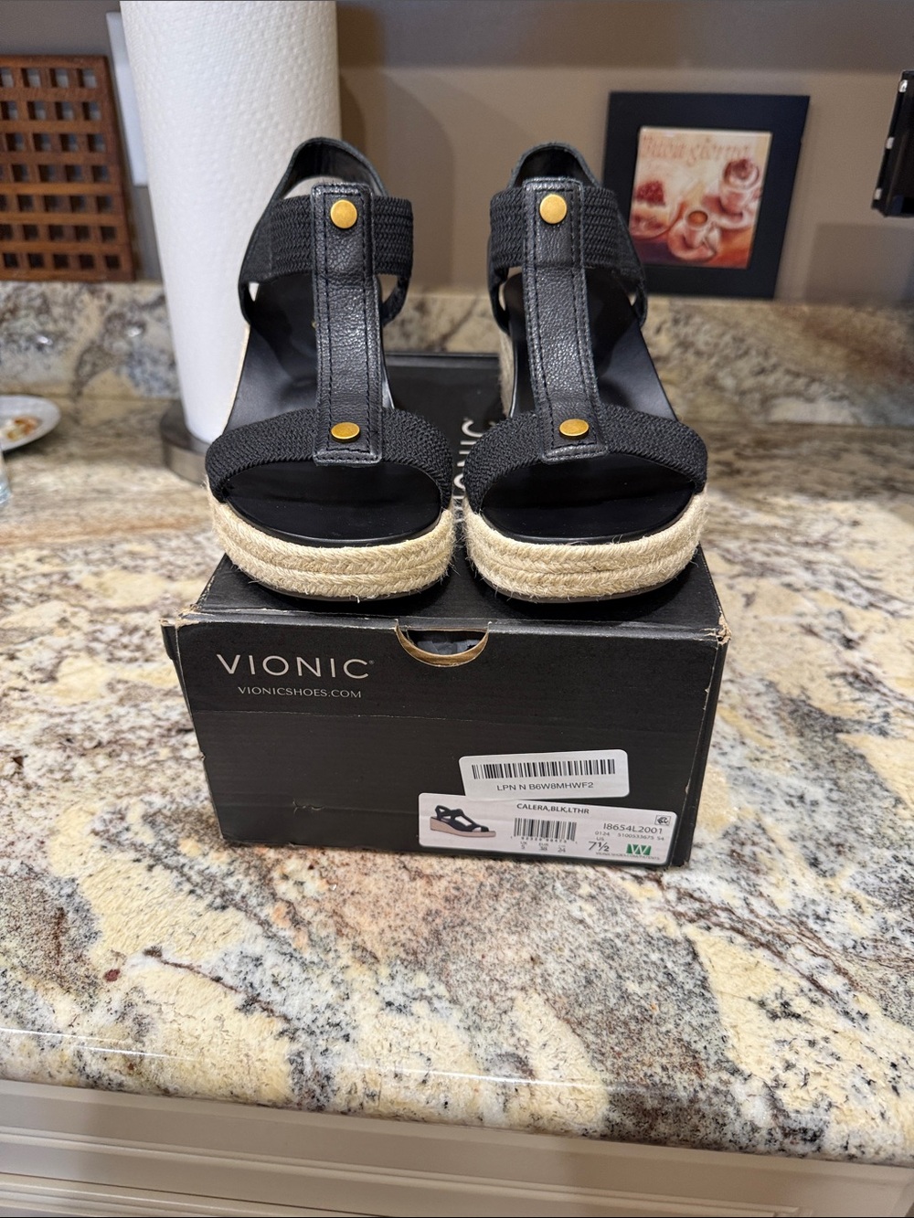 Vionic Black Calera  Sandals - Wedge
